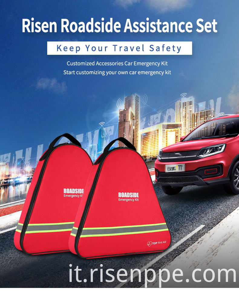 Assistenza stradale Kit di emergenza per auto Kit di pronto soccorso Cavi jumper Cinghia di traino Led Flash Light Cappotto di pioggia Pneumatico Manicotto di sicurezza e accessorio invernale ideale per la tua auto Camion o Suv Roadside Assistance Emergency Car Kit First Aid Kit Jumper Cables Tow Strap Led Flash Light Rain Coat Tire Pressure Gauge Safety Vest And More Ideal Winter Accessory For Your Car Truck Or Suv